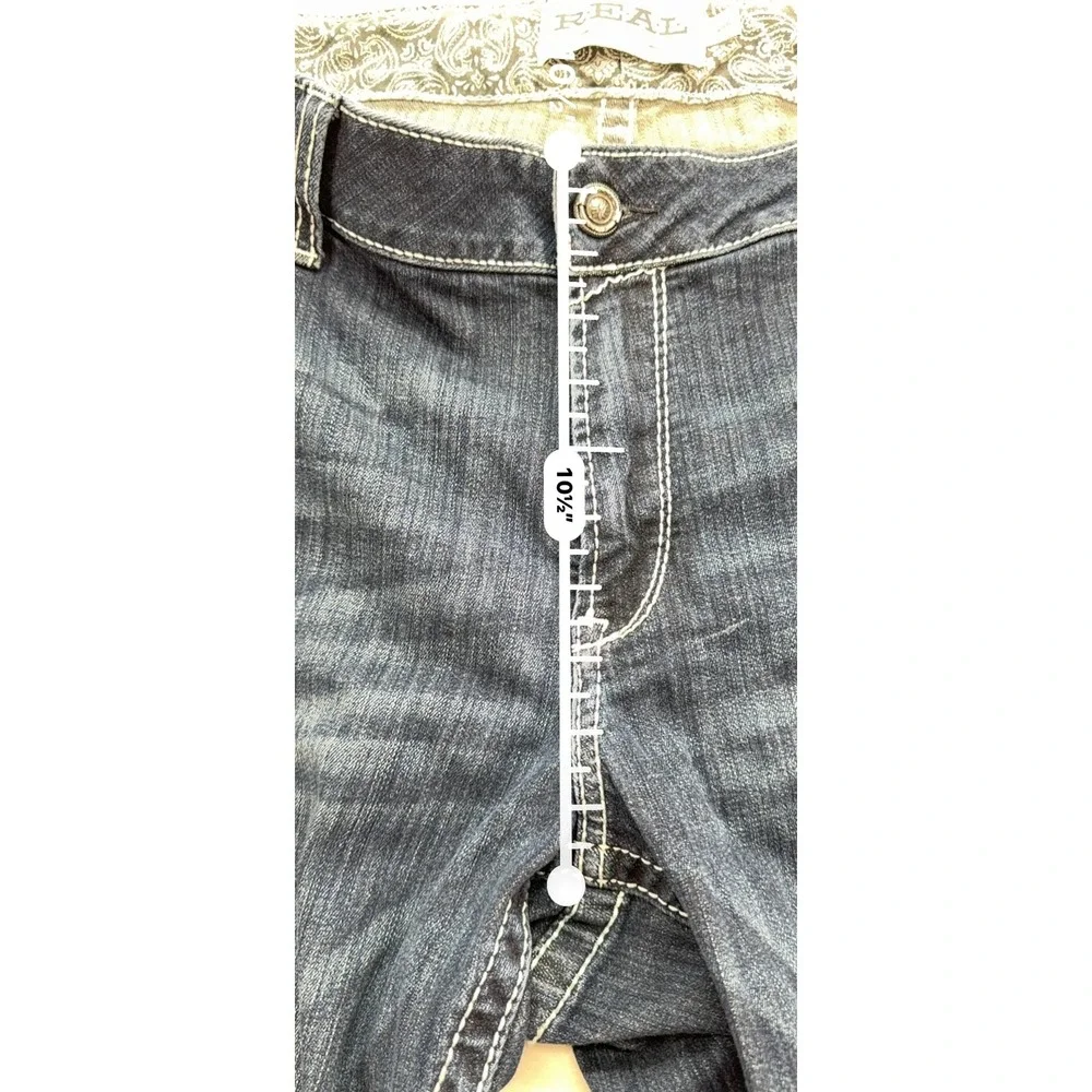Ariat Womens Jeans 24WR REAL Bootcut Blue Cotton Blend Mid Rise Thick Stitch